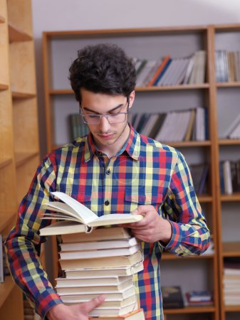 Teenager in library