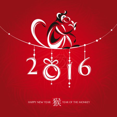 Chinese new year greeting card with monkey