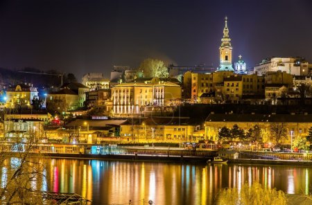 View of the city center of Belgrade at night - Serbia