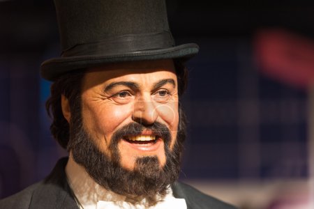 Waxwork of Luciano Pavarotti on display at Madame Tussauds