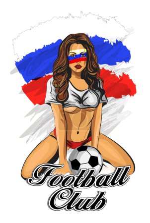 Russians soccer fan girl. Vector illustration.
