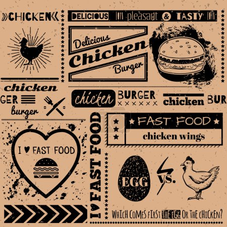 Seamless background with fast food symbols. Menu pattern