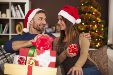 Loving couple in christmas time