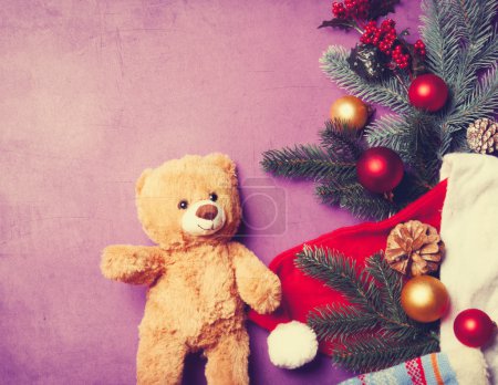 Teddy bear and christmas gifts