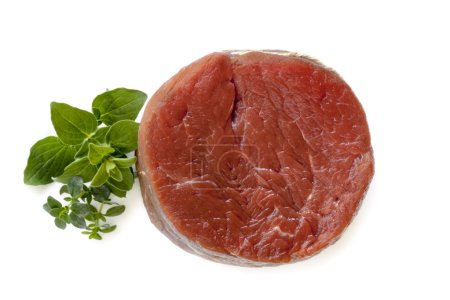 Raw Beef Steak with Herbs Isolated