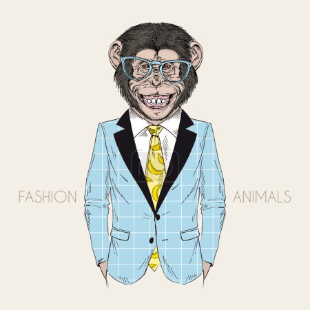 Smiling chimpanzee in business suit