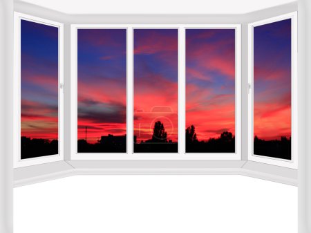 plastic windows overlooking the scarlet sunset