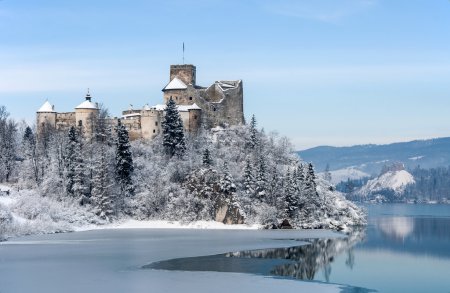 Medieval Castle in Niedzica, Poland, in winter