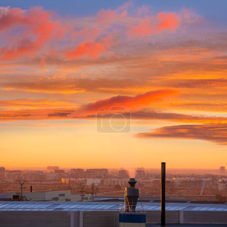 Chimney at sunrise in Paterna Valencia Spain
