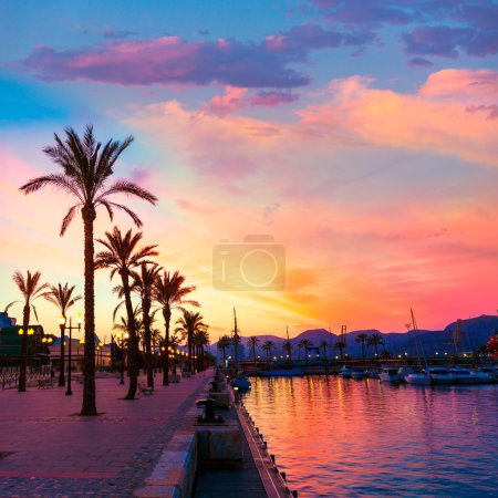 Cartagena Murcia port marina sunset in spain