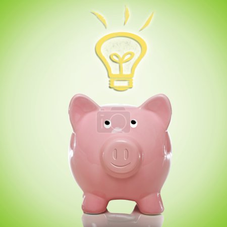 Piggy Bank with Idea Lightbulbs