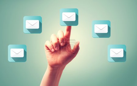Email icons with hand