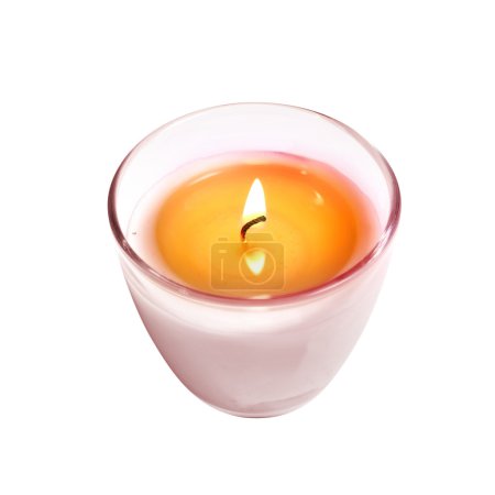 Candle in Glass on White Background