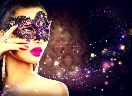 Woman wearing carnival mask