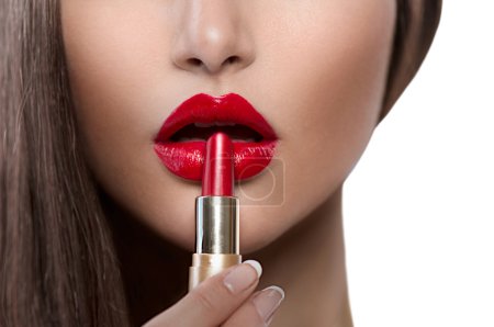 Girl Applying Lipstick.