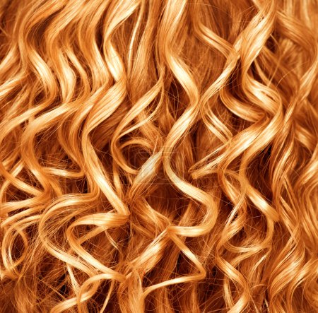 Curly ginger hair closeup.