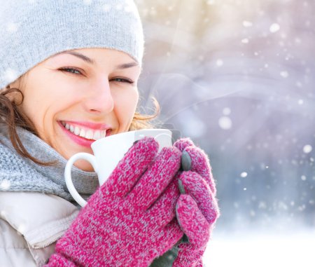 Woman with Hot Drink Outdoor