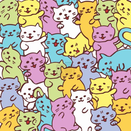 High quality original illustration of cat funny cat pattern