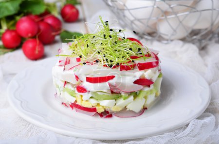 Radish Salad with Cucumber, Eggs and Sour Cream