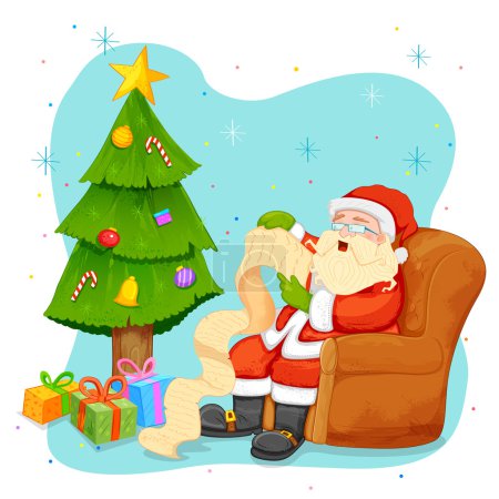 Santa Claus reading wish list for Christmas