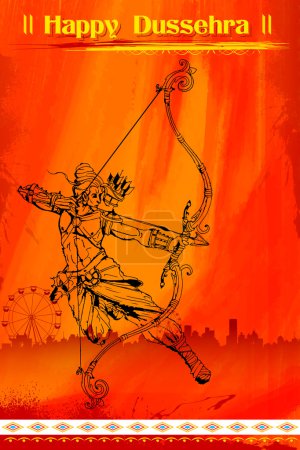Lord Rama with bow arrow killimg Ravana