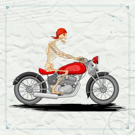 Skeleton riding vintage Motorcycle