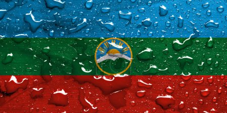 flag of Karachay-Cherkessia with rain drops
