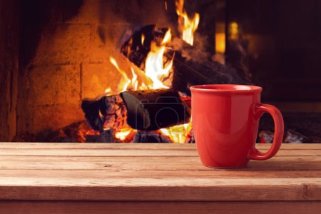 Red cup over fireplace