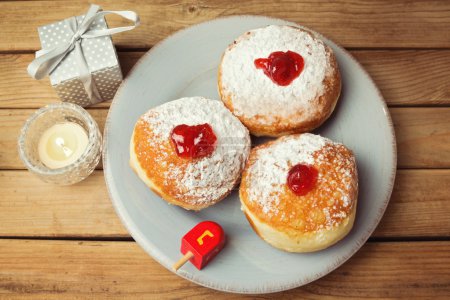 Donuts with jam for Hanukkah