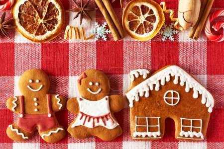 Christmas gingerbread couple and house cookies