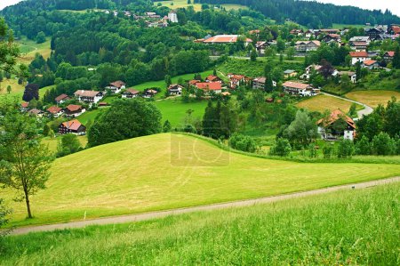 Bavarian landscape at Alps with village