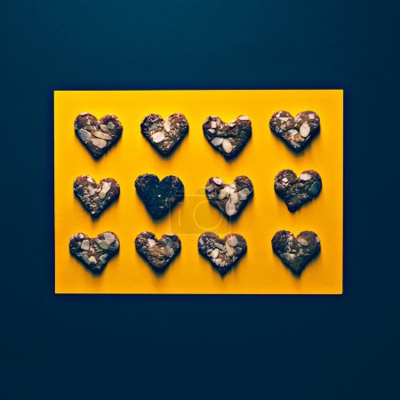 souvenir cookies hearts on a black and yellow background handmad
