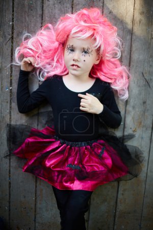 Halloween girl with pink hair