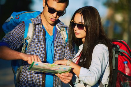 Young travelers with guide