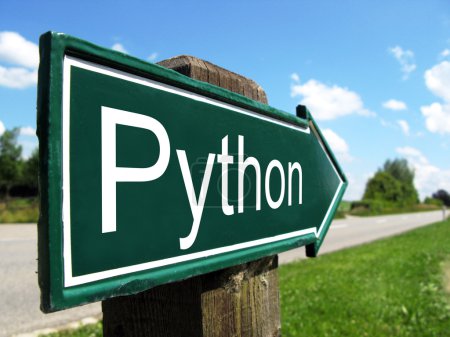Python (programming language) signpost along a rural road