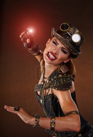 Steampunk woman. Fantasy fashion