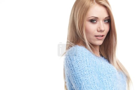 Blonde girl half length portrait