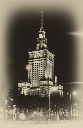 Warsaw, Poland - March 28, 2016: The Palace of Culture and Science. Polish: Palac Kultury i Nauki, also abbreviated PKiN.