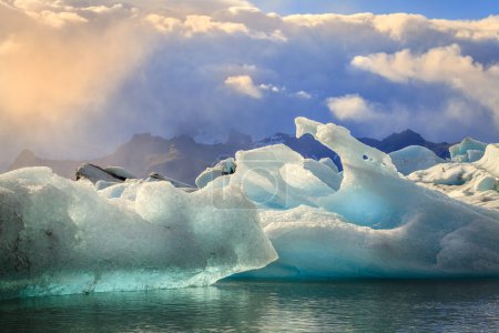 Icebergs floating in Jokulsarlon Lagoon