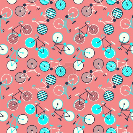 Seamless colorful bicycle pattern.