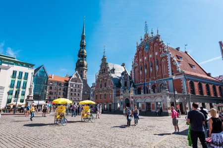 Riga, Latvia- August 20, 2015: Day view of the Town Hall Square 