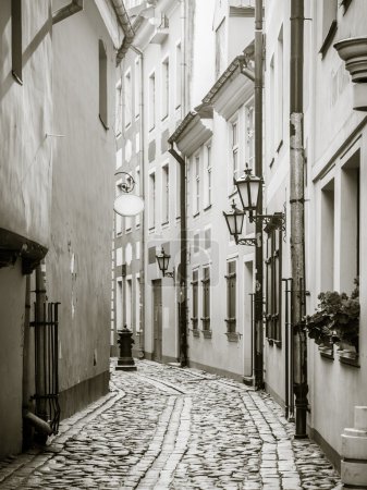 Streets in the Old Town of Riga, Latvia.