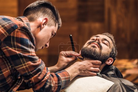 Shaving process of beards in Barbershop