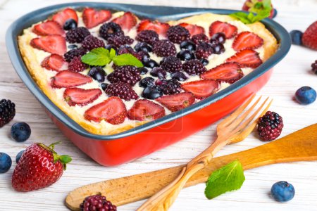 Fruit pudding with berries