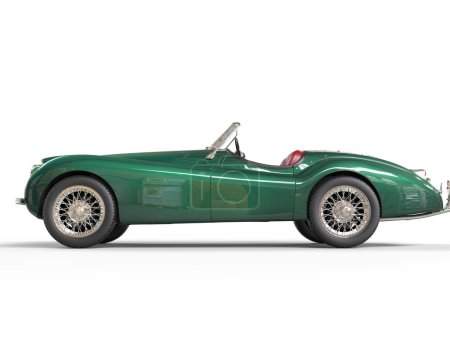 Green old-timer car on white background
