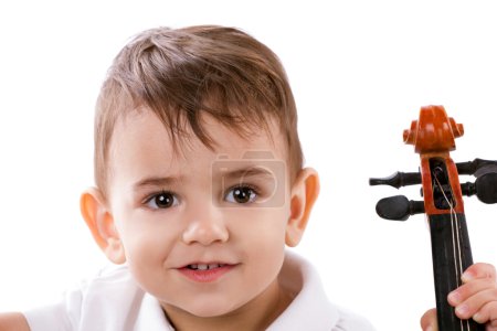 little kid with music  instrument
