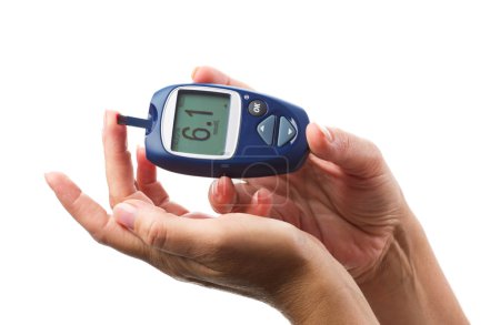  hands with glucometer