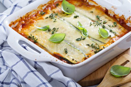 Healthy zucchini lasagna bolognese