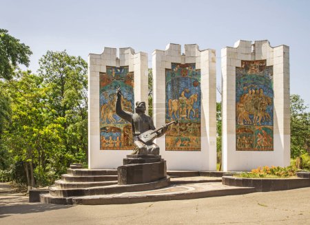 Monument to Eelian Ovla (Ovla Elyaev) at Heroes alley in Elista. Republic of Kalmykia. Russia