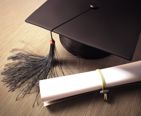 Graduation cap with diploma